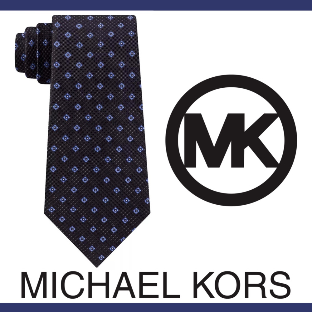 NWT $70 MICHAEL‎ KORS [ Men Tie ] Silk Blend Classic Textured in Black/Blue